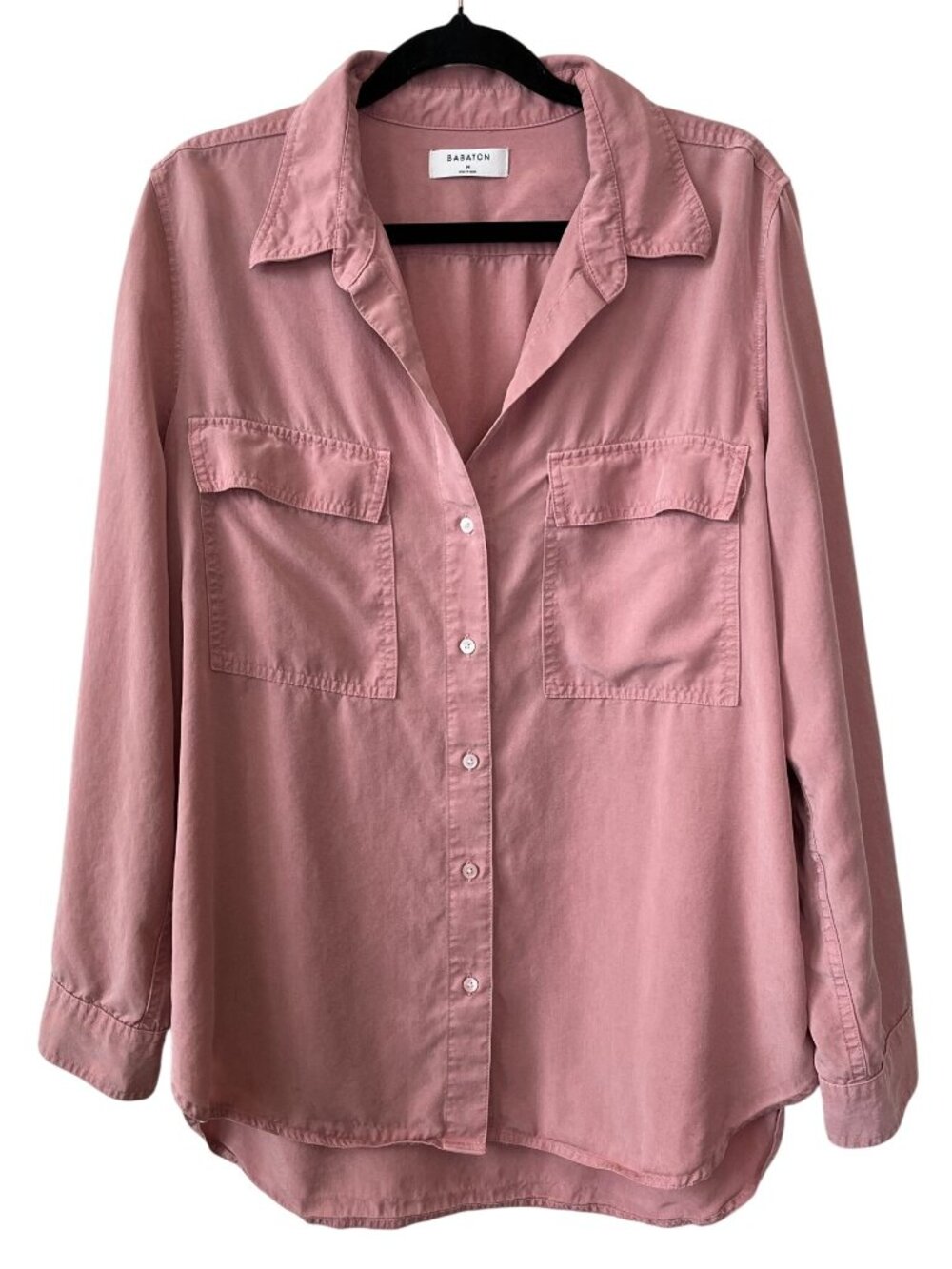 Babaton Dusty Rose Lyocell Utility Button Front Blouse Size M - Picture 6 of 11